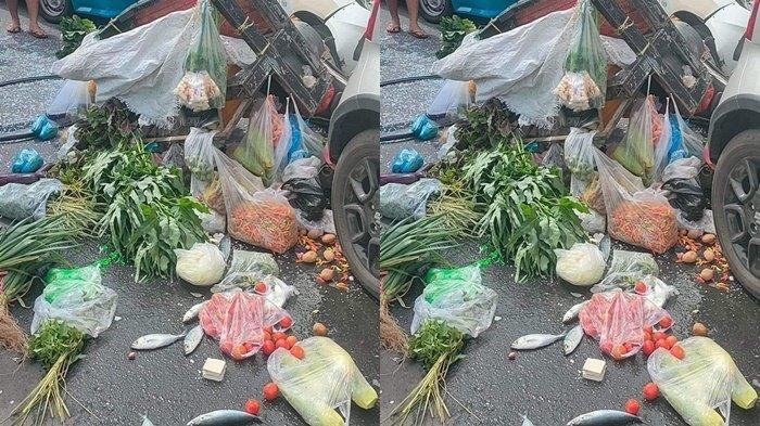 Angkot yang menabrak penjual sayur di jalan R W Monginsidi, Kecamatan Malalayang, Manado, Sulawesi Utara, Minggu 7 April 2024.