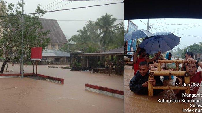 Banjir di Sangihe Sulawesi Utara, Minggu 21 Januari 2024.