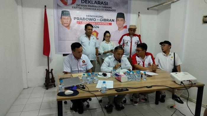 Suasana di DPC Gerindra Manado saat deklarasi dukungan Prabowo-Gibran sebagai Capres-Cawapres 2024, Rabu (11/10/2023).