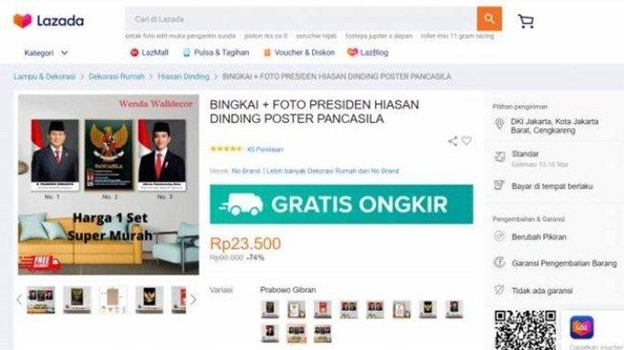 Bingkai Gambar Prabowo-Gibran Mulai Diproduksi Massal, Dijual dengan Harga Puluhan Ribu Rupiah.