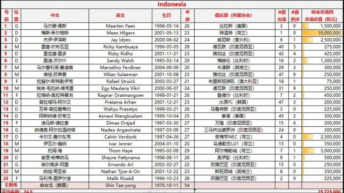 Daftar pemain Timnas yang dibocorkan media china