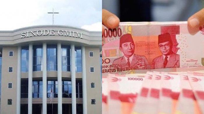 GMIM - Dana Miliaran dalam Rekening Sinode GMIM yang Disita Telah Dialihkan ke Bank Lain. (Kolase foto Gedung Sinode GMIM di Jalan Raya Tomohon – Manado, Kelurahan Talete II, Kota Tomohon, Sulut dan gambar ilustrasi uang pecahan seratus ribu.)