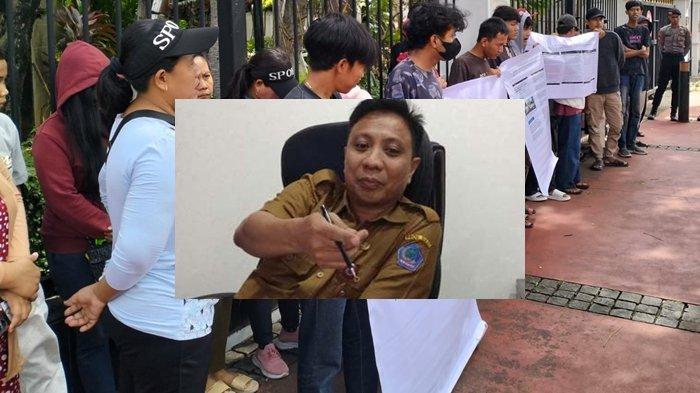 KOLASE FOTO: Sejumlah Massa menggelar aksi damai di depan Gerbang Gedung Kementerian Dalam Negeri di jalan Merdeka Utara, Kamis (30/1/2025). Mereka menuntut agar PJ Bupati Talaud dicopot dari jabatannya karena dinilain banyak memberi janji manis