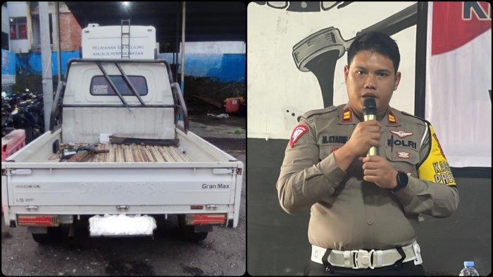 Foto Dokumentasi Humas Polres Bitung kendaraan bermotor yang terlibat lakalantas dan ada korban meninggal dan foto Kasat Lantas Polres Bitung Iptu Muhhamad Subarkah.