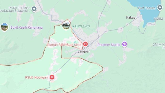 Gambar map geografis Langowan, Minahasa, Sulawesi Utara.