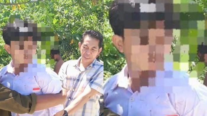 SISWA TIKAM GURU: Irawan pelaku penikaman guru saat diamankan di salah satu SMK di Pasangkayu Sulawesi Barat.