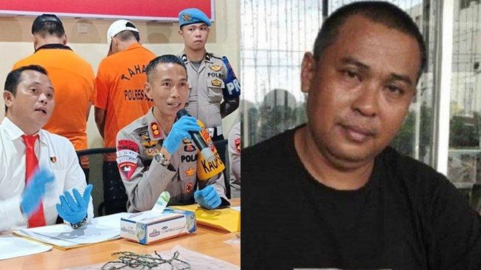 Kapolres Boltim AKBP Sugeng Setyo Budhi saat memimpin press rilis kasus penganiayaan anak dibawah umur oleh bos PETI Ali Kenter.