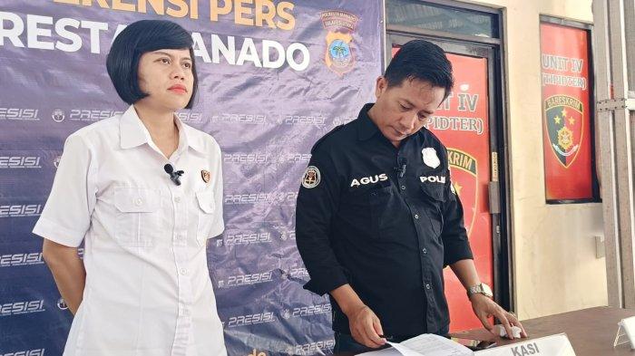 Kasat Reskrim Polresta Manado saat mengumumkan pengetesan dia tersangka mafia solar