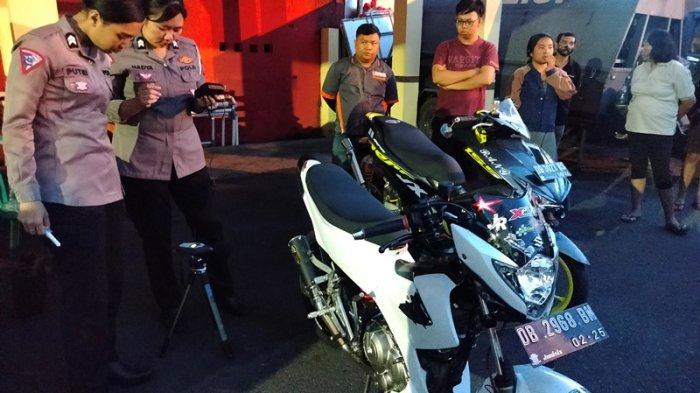 Kendaraan yang terjadi operasi knalpot bising di Manado, Rabu 10 Januari 2024.