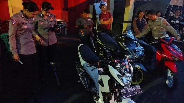 Kendaraan yang terjadi operasi knalpot bising di Manado, Rabu 10 Januari 2024.