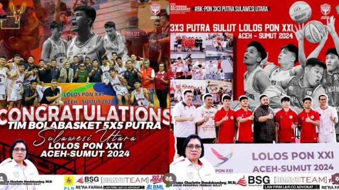 Tim Basket Putra Sulawesi Utara kategori 5x5 dan 3x3 yang akan berlaga di PON XXI Aceh-Sumut 2024.