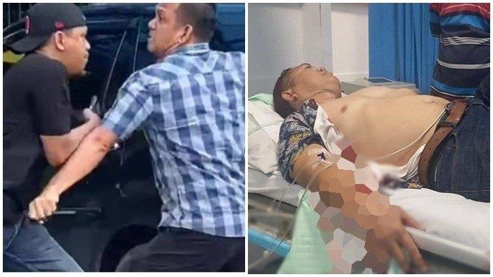 Kolase foto oknum polisi tembak dan tusuk debt collector di Palembang.