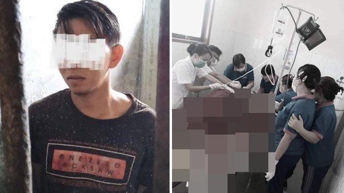 Kolase foto pelaku dan korban saat dirawat di rumah sakit Cantia Tompasobaru Minsel Sulawesi uTARA