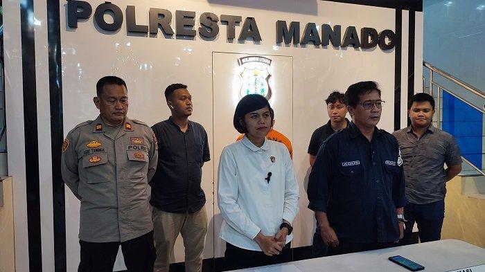 Kompol May Diana Sitepu, didampingi Kasi Humas Polresta Manado, Ipda Agus Haryono, di lobi Mapolresta Manado, saat melakukan konferensi pers Rabu (24/7/2024) terkait kasus pembunuhan.