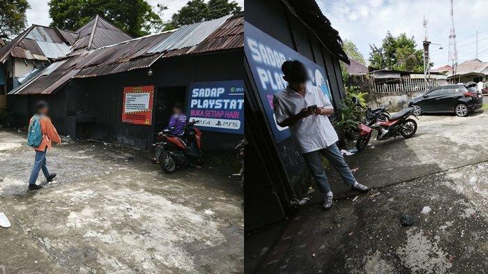 PENGANIAYAAN: Lokasi penganiayaan Siswa terhadap Siswa di Rental Play Station depan Sekolah Kota Manado, Sulawesi Utara (Sulut). Foto diambil hari ini Rabu 4 Juni 2025.