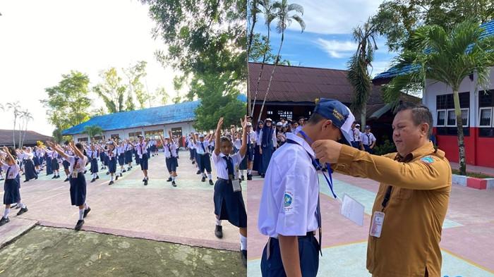 MPLS - Masa Pengenalan Lingkungan Sekolah (MPLS) di SMP Negeri 2 Kalawat Minut, Rabu (16/7/2025). MPLS ini berlangsung dalam suasana riang gembira.