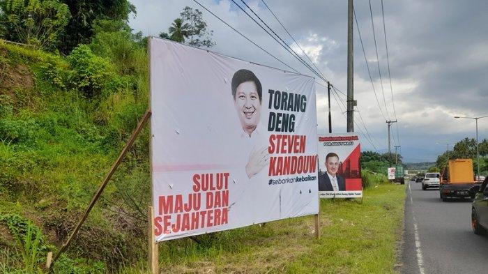 Minggu (7/7/2024), baliho Steven terpasang di sejumlah wilayah di Manado dan Minahasa Utara (Minut).