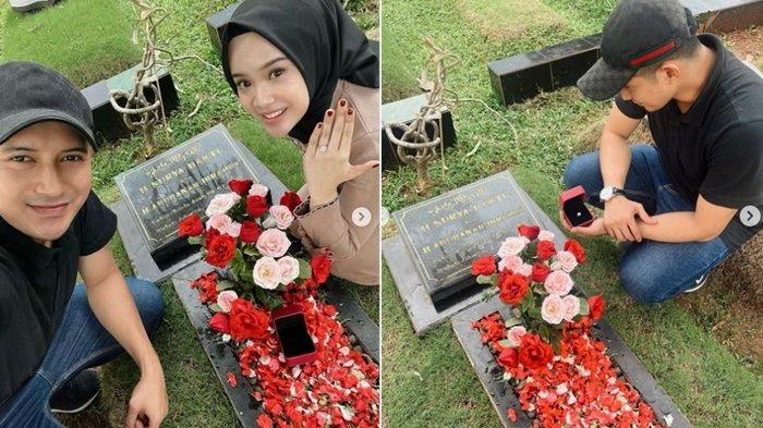 Momen artis Chand Kelvin ziarah ke makam ayah Dea Sahirah.