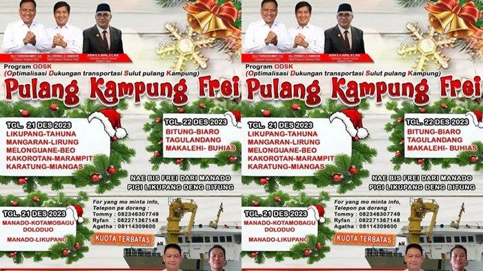 Flayer Mudik Gratis yang digelar pemprov Sulawesi Utara