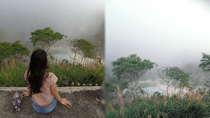 Pemandangan Gunung Mahawu saat cuaca berkabut Sabtu, 3 Februari 2024