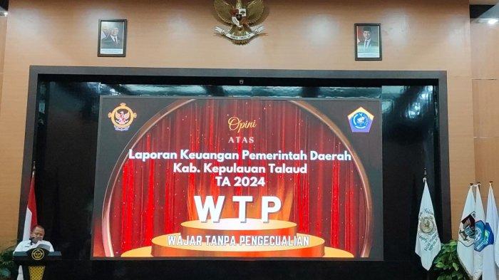 PRESTASI - Pejabat Bupati Kepulauan Talaud Dr. Fransiscus Engelbert Manumpil, S.Pi., M.Env.Mgmt, didampingi oleh jajaran Forkopimda. Untuk kesembilan kalinya secara berturut-turut, pemerintah kabupaten ini meraih opini Wajar Tanpa Pengecualian (WTP) dari Badan Pemeriksa Keuangan (BPK) Republik Indonesia.