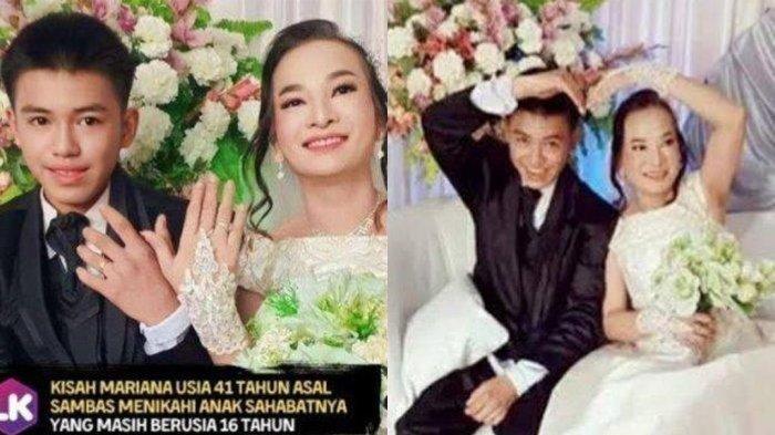 Pernikahan Mariana (41) dan Kevin (16) di Bekut, Tebas, Kabupaten Sambas, Kalimantan Barat.