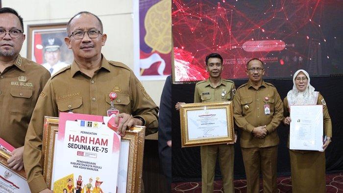 Pj Wali Kota Kotamobagu Dr Drs Hi Asripan Nani M.Si terima penghargaan Kota Peduli HAM Tahun 2023 dari Kemenkumham. Penghargaan diserahkan oleh Gubernur Sulawesi Utara Olly Dondokambey, di Kantor Gubernur Sulawesi Utara, Senin (11/12/2023).