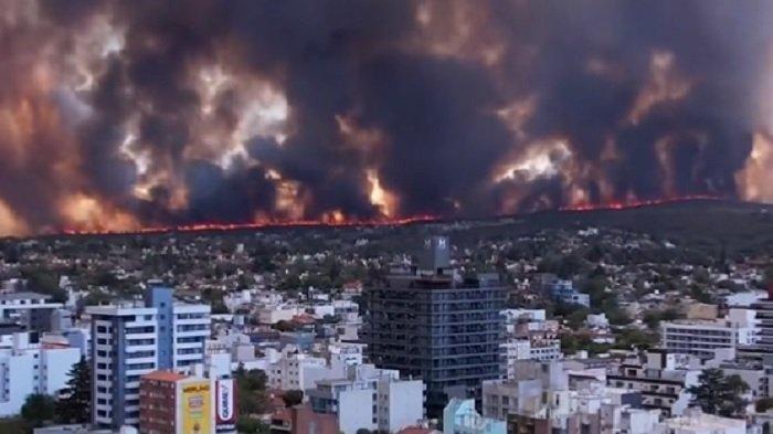 Potret kebakaran hutan di Argentina.