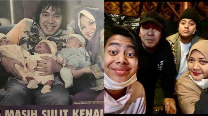 Potret keluarga Komeng dan Aprilliana, dikaruniai 3 anak kembar