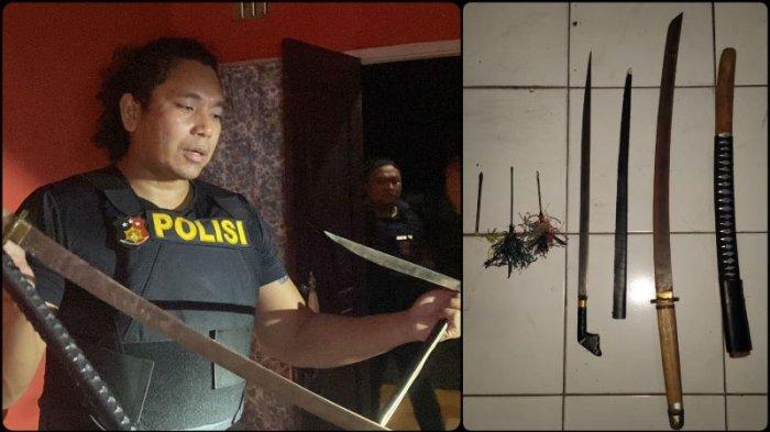 Sejumlah sajam berbagai jenis diamankan Tim Tarsius Presisi Polres Bitung, Sulawesi Utara.