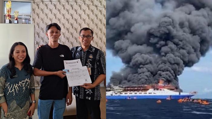 DOKUMEN - Disdukcapil Kabupaten Mitra, Sulut menyerahkan dokumen kependudukan milik salah satu korban musibah kapal KM Barcelona VA yang terbakar beberapa waktu lalu.