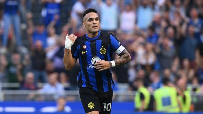 Striker Inter Milan, Lautaro Martinez. Inter Milan gagal meraih kemenangan saat menghadapi Bologna pada laga lanjutan Liga Italia Sabtu (7/10/2023).
