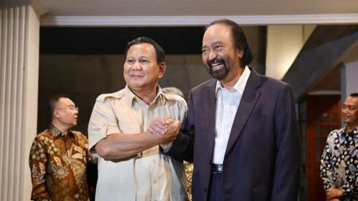 Surya Paloh mendatangi rumah Prabowo di jalan Kertanegara IV, Kebayoran, Jakarta, Kamis (15/8/2024) sore.