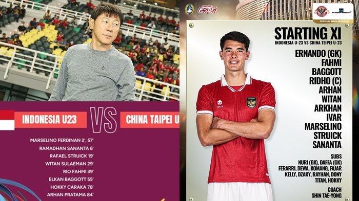 Timnas U23 Indonesia Lumat Taiwan 9-0, Garuda Muda Pesta Gol di Laga Perdana Grup K