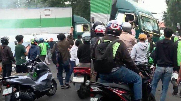 Truk Ugal-Ugalan tabrak sejumlah pengendara di daerah  Cipondoh, Tangerang pada Kamis (31/10/2024). Sang sopir diamuk massa.