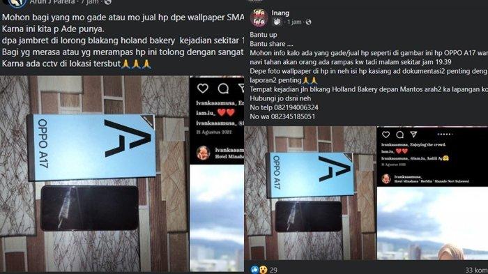Viral penjambretan di Manado, Sulawesi Utara. Korban kehilangan satu unit handphone.