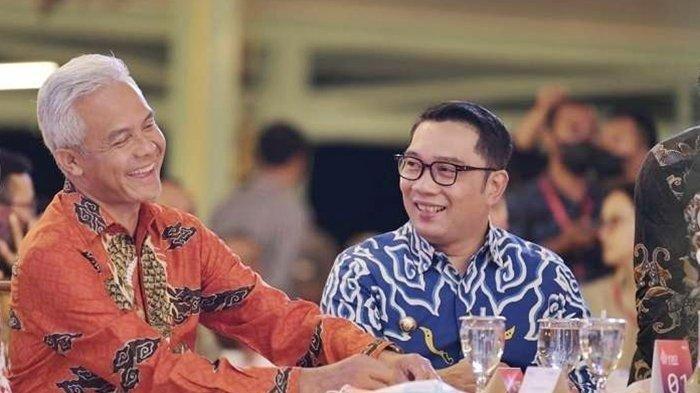 Partai Golkar menyatakan bahwa Ridwan Kamil ditawari Megawati menjadi Cawapres bagi Ganjar Pranowo di Pilpres 2024. Potret Ganjar Pranowo dan Ridwan Kamil.