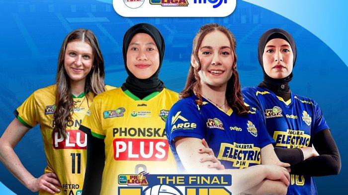 Poster Pertandingan Gresik Petrokimia vs Jakarta Electric Moji Sports. Foto ini digunakan untuk artikel Link Live Streaming Gresik Petrokimia vs Jakarta Electric PLN Proliga 2025 via Siaran Langsung Moji, Live Streaming Moji TV dan TV Online.