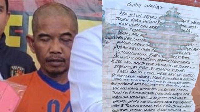 Suprapto alias Totok (kiri) sempat menulis surat wasiat setelah membunuh putrinya dan berencana bunuh diri.