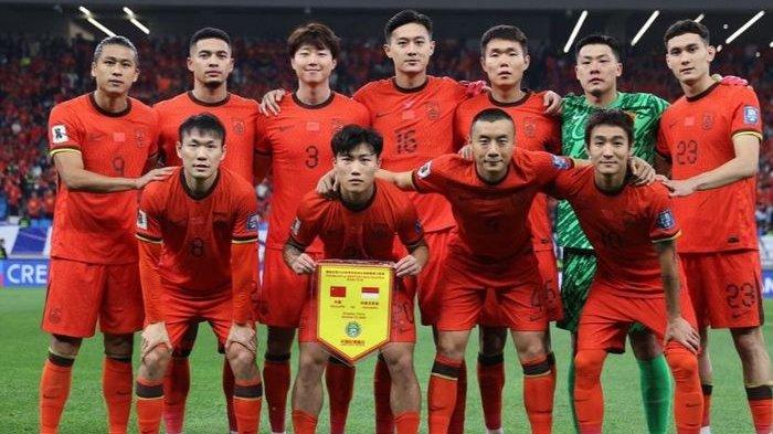 TIMNAS CHINA: Skuat Timnas China saat melawan Timnas Indonesia di pertemuan pertama Kualifikasi Piala Dunia 2026. Skuad Timnas China dipastikan bakal tampil menyerang melawan Timnas Indonesia pada Kamis (5/6/2025)  
