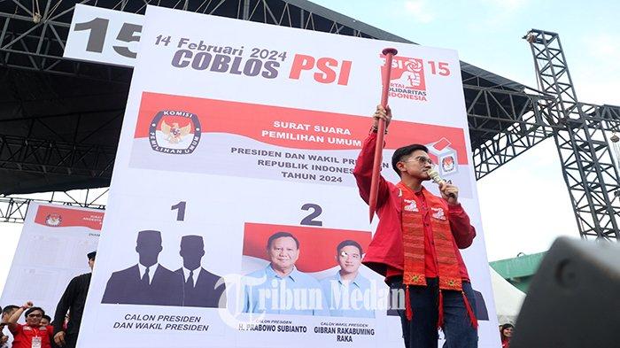 Ketua Umum Partai Solidaritas Indonesia (PSI) Kaesang Pangarep menyampaikan orasi politik saat menghadiri kampanye akbar di Lapangan Reformasi, Kecamatan Percut Sei Tuan, Kabupaten Deliserdang, Rabu (24/1). Dalam kampanye tersebut, Ketua Umum Partai Solidaritas Indonesia (PSI) Kaesang Pangarep mengajak seluruh simpatisan PSI dan masyarakat memberikan suaranya untuk kader PSI dan pasangan capres dan cawapres nomor urut 2 Prabowo Subianto-Gibran Rakabuming Raka pada pemilu 2024.