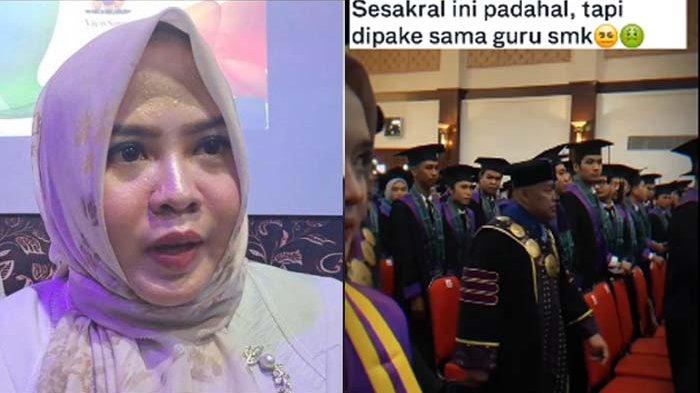 WISUDA SMK DI PURWOKERTO - (kiri) Kepala SMK Citra Bangsa Mandiri (CBM) Purwokerto Prisillia Mutiara Sari. (kanan) Momen Siswa SMK saat wisuda disebut mirip perguruan tinggi.