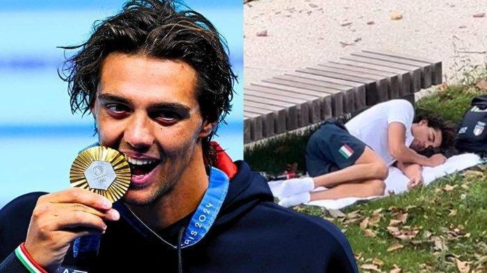 Altet renang Italia di Olimpiade Paris 2024 yakni Thomas Ceccon viral setelah kedapatan tidur siang di taman.