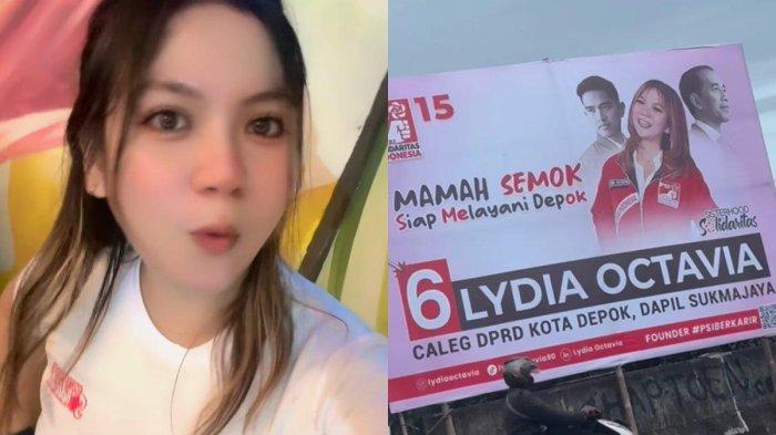 Di baliho itu, tampak foto Lydia Octavia bersanding dengan foto ketum PSI, Kaesang Pangarep dan Presiden Jokowi.