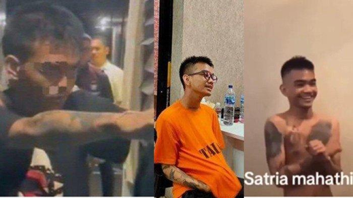 Beginilah gaya slengean seleb TikTok Satria Mahathir saat konferensi pers imbas kasusnya mengeroyok anak anggota DPRD Kepri