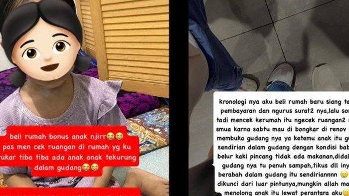 DITINGGAL DALAM GUDANG - Tangkapan layar curhat pemilik rumah temukan anak dalam gudang rumah yang baru dibelinya. Diduga bocah tersebut sengaja ditinggalkan ayahnya