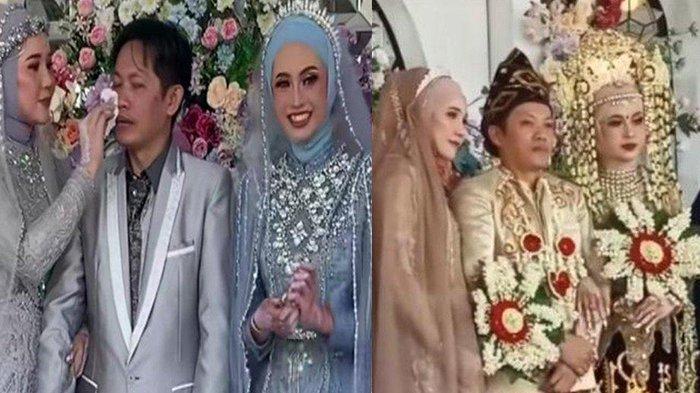 Berdiri Diapit 2 Mempelai Wanita di Pelaminan, Ternyata Istri Pertama dan Ketiga, Pakai Baju Serasi