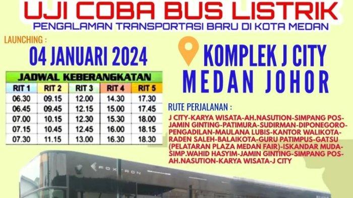 Besok bus listrik akan mengaspal di Kota Medan, Rabu (3/1/2024).  Masyarakat yang mau nail bus listrik gratis sampai waktu yang belum ditentukan.