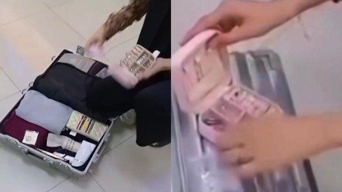 KOPER DIBOBOLDI BANDARA - Tangkap layar video viral yang diterima TribunnewsSultra.com terkait aksis bobol koper penumpang di Bandara Haluoleo Kendari, pada Sabtu (8/2/2025). Korban kehilangan perhiasan emas dan jam tangan