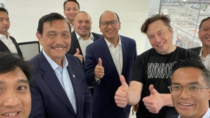 CEO Tesla Elon Musk dan tim Menko Marves Luhut Binsar Pandjaitan.